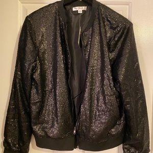 NWT Say What? Black Sequined Jacket
